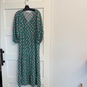 Floral Green and Pink Women's Tiered Dress